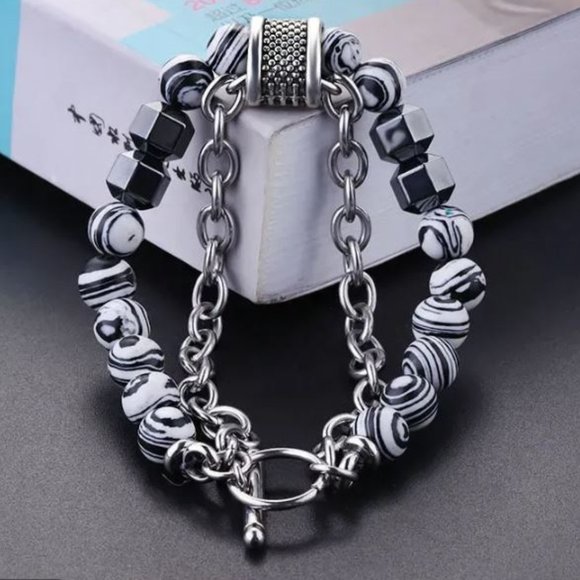 Unisex Retro Hematite Chain Bracelet - Picture 1 of 1